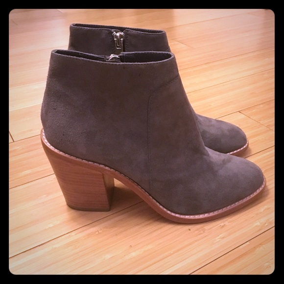 Loeffler Randall Ella Grey Almond Toe Suede Boots - Picture 2 of 6